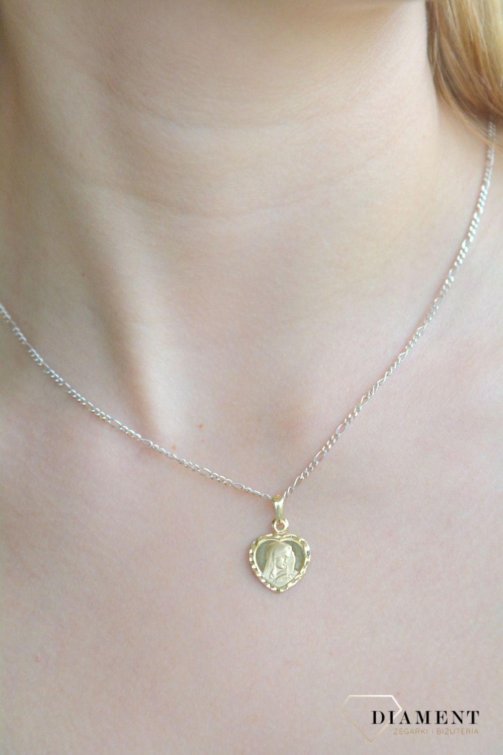 Złota zawieszka 585 medalik Serce Matka Boska ZA 7558.jpg